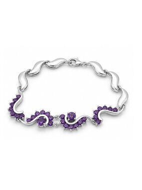 Genuine 4.30 Cts Amethysy Bracelet Solid .925 Sterling Silver